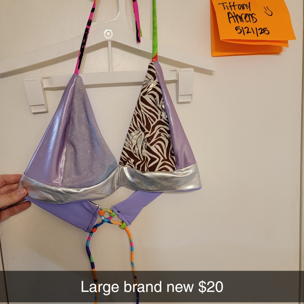 Purple and Silver Halter Bikini Top